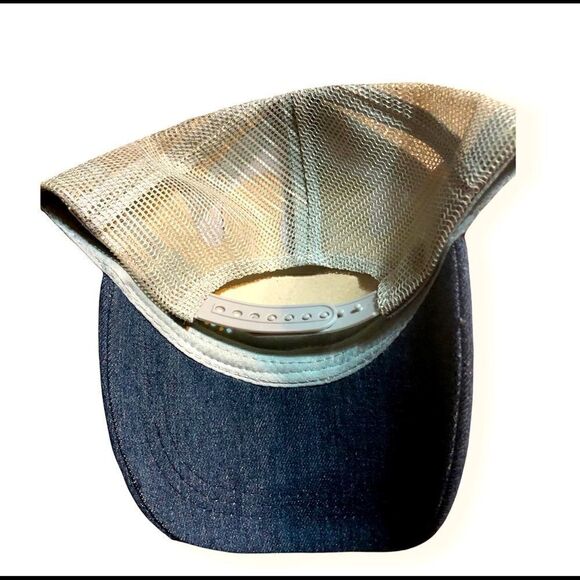 Super S Premuim Lubricants Logo Denim Hat Cap Mesh Snapback NWOT - Picture 3 of 3